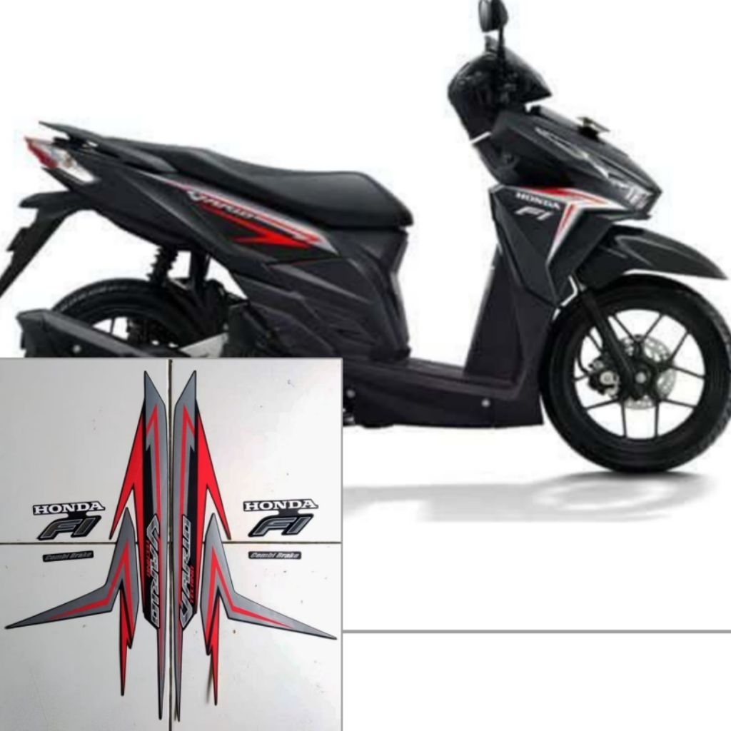 Stiker Striping Lis Body Motor Vario Techno 125 Fi 2016 Hitam Merah