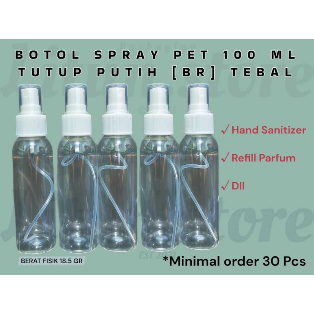 Botol spray plastik 100ml semprot pet tebal 100ml botol bening tutup putih