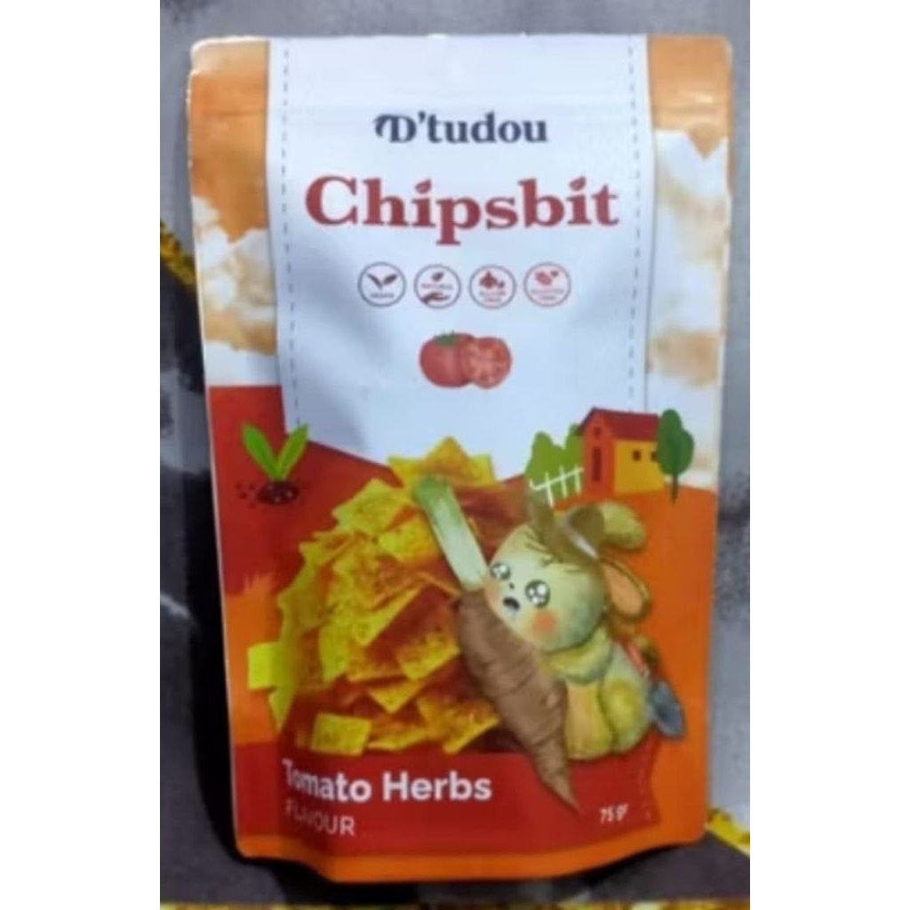 

keripik singkong dtudou/ chipsbit rasa tomato herbs vegan