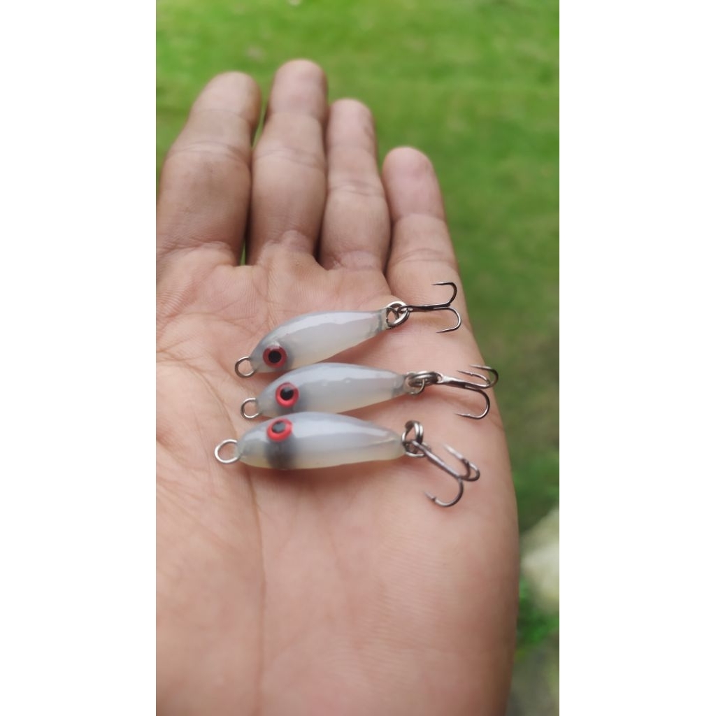Umpan pancing lure casting 2,5cm putih / lure swimmer /swimbait / umpan hampala / swim bait / minnow