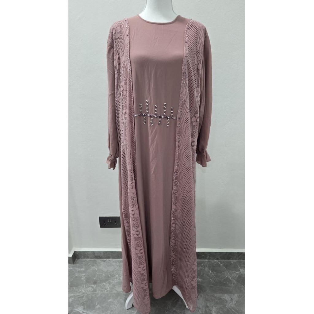 Dress Gamis Big Size Jumbo 4L Dusty Pink Preloved