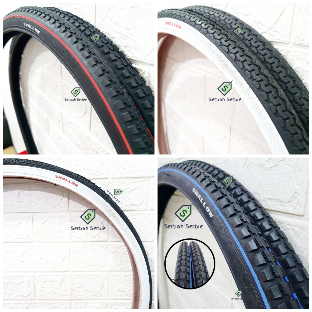 BAN LUAR SEPEDA 26X1 3/8 SWALLOW 590 26 X 1 3 per 8 ⅜ HITAM PUTIH CTB PHOENIX JENGKI POLYGON SIERRA