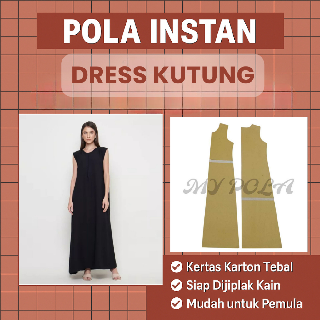 [COD] Pola Gamis Kutung - pola gamis instan - pola baju gamis dewasa - pola gamis modern - pola inst