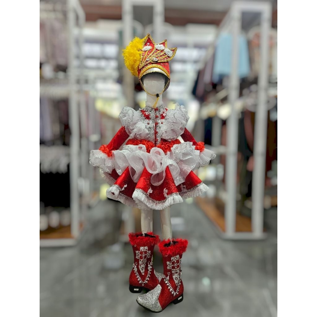 Paket Mayoret Merah Putih Tanpa Tongkat/Baju Mayoret Merah Putih/Topi Mayoret Merah Silver/Sepatu Ma