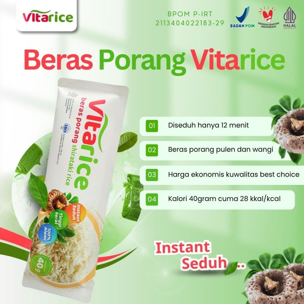

Beras Porang shirataki VITARICE sacet 40 gram