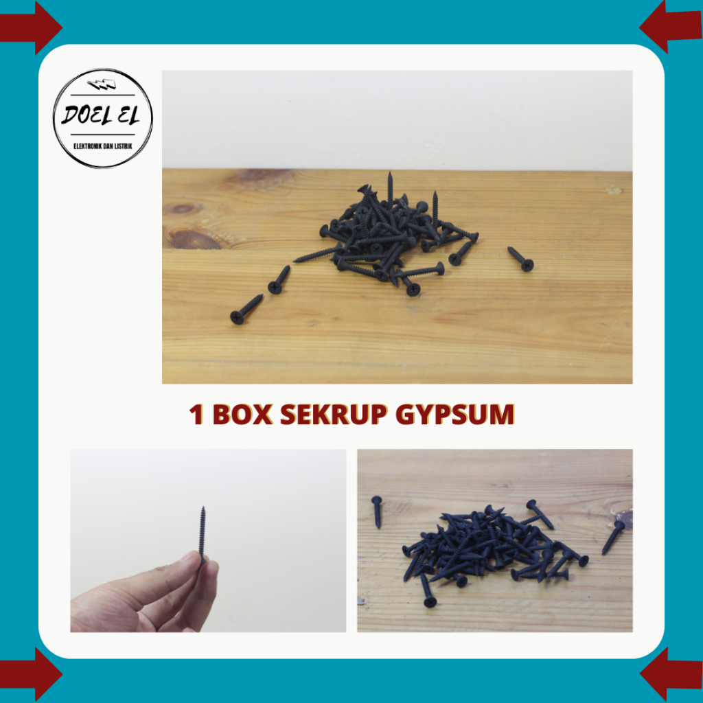 SEKRUP GYPSUM 1 BOX BERBAGAI UKURAN BLACK DRYWALL SCREW