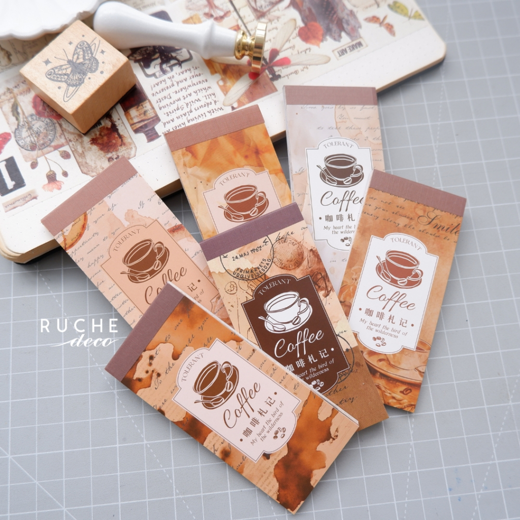 

RUCHE DECO - Sticker Book 14 - Coffee paper / Sticker Set Dekorasi Hiasan Bujo Bullet Jurnal Journaling Journal Scrapbook / Set Stiker Notebook