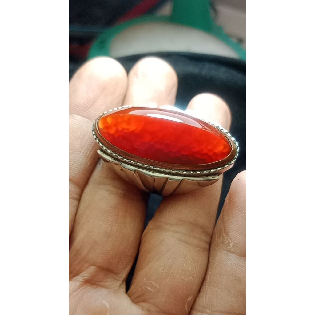 batu cincin pandan merah jamblang dim 36*15*8 size ring 8,4