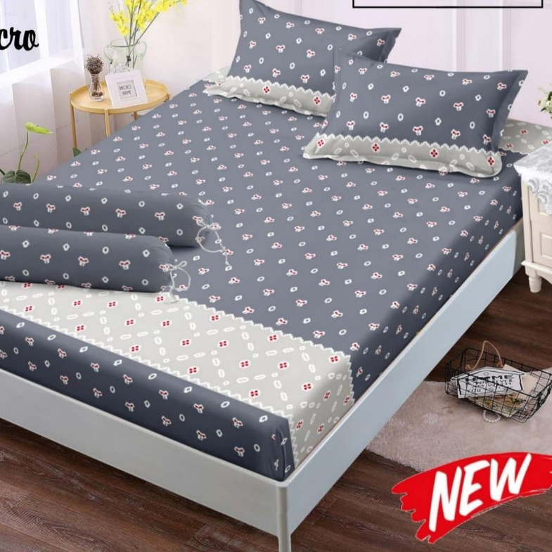 [Cod] Sprei Set Jumputan Grey Terbaru 180x200 160x200 120x200 Tinggi 20 Cm Free Sarung Bantal & Guli