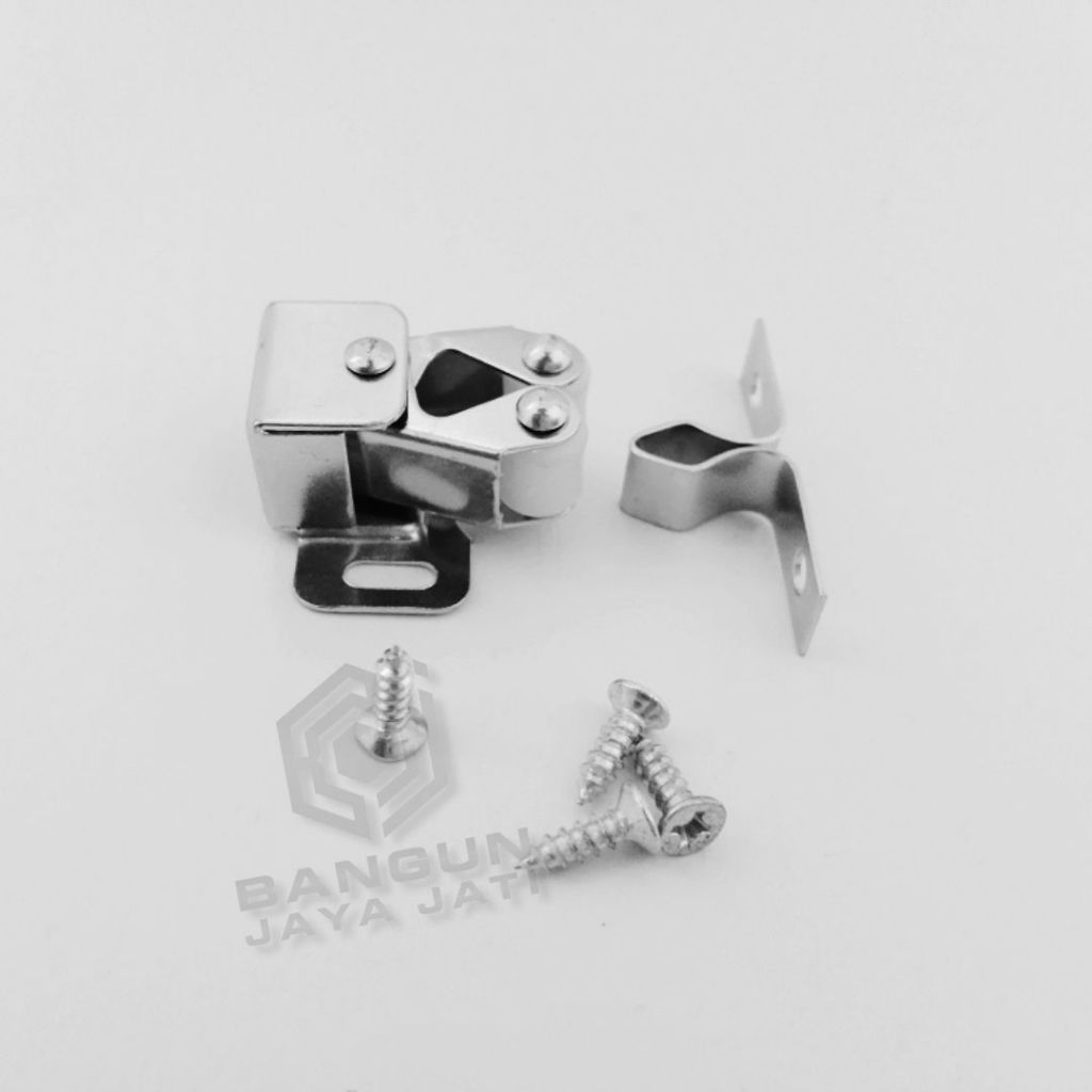 Grendel Pintu Lemari Jepit Udang Mata Ayam Otomatis + Skrup | Pengunci Pintu Kabinet & Rak Furniture