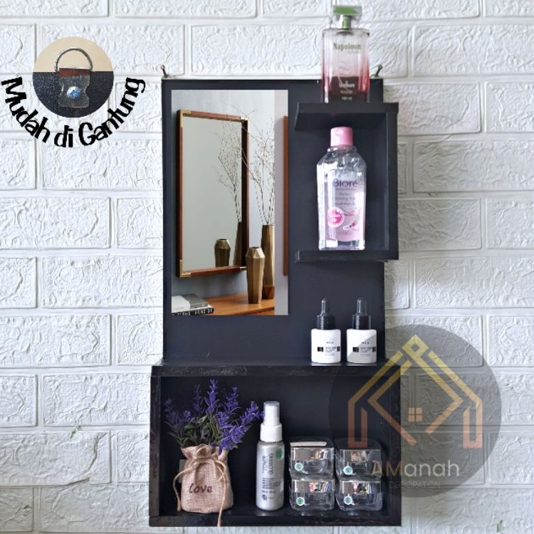 Rak Kosmetik gantung Minimalis Model C / Rak kosmetik Kayu karakter