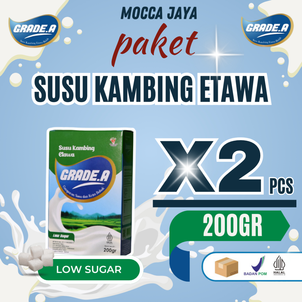

Grade.A Susu Kambing Etawa Bubuk X2 Box Low\Non Sugar 200Gr Aman Untuk Penderita Diabetes