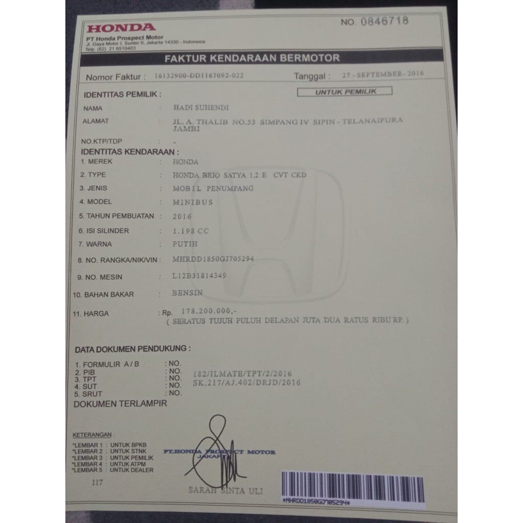 

Cetak Faktur Hilang rusak kendaraan CKD CBU Importir