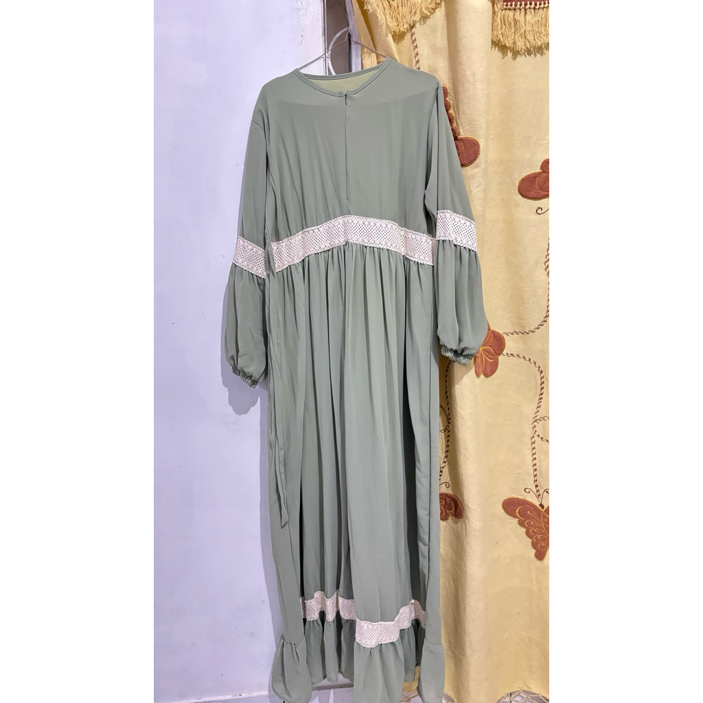 gamis hijau sage