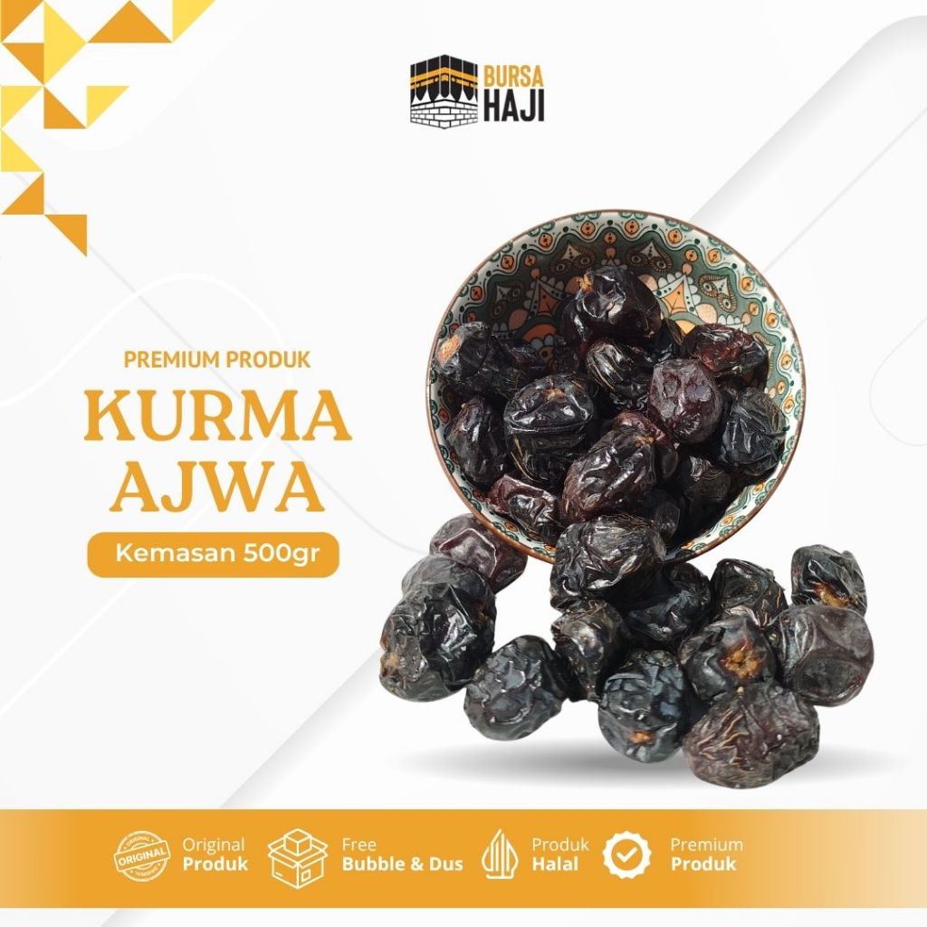 

Kurma Ajwa 500 gram Premium Original Kurma Nabi Ajwa dari Madinah Oleh Oleh Haji dan Umroh