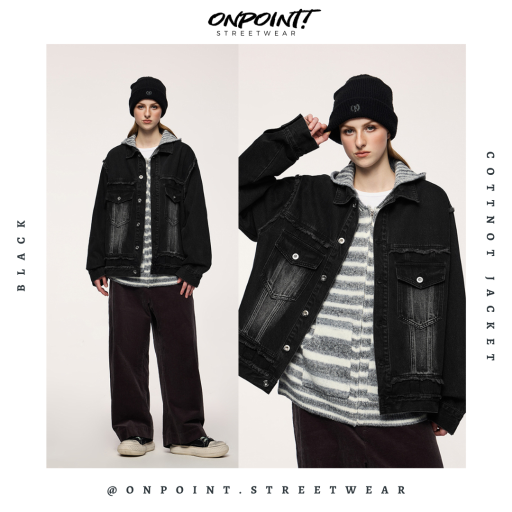 Cottnot Denim Jacket - jaket denim pria jaket varsity pria leather jacket baseball jaket varsity ori