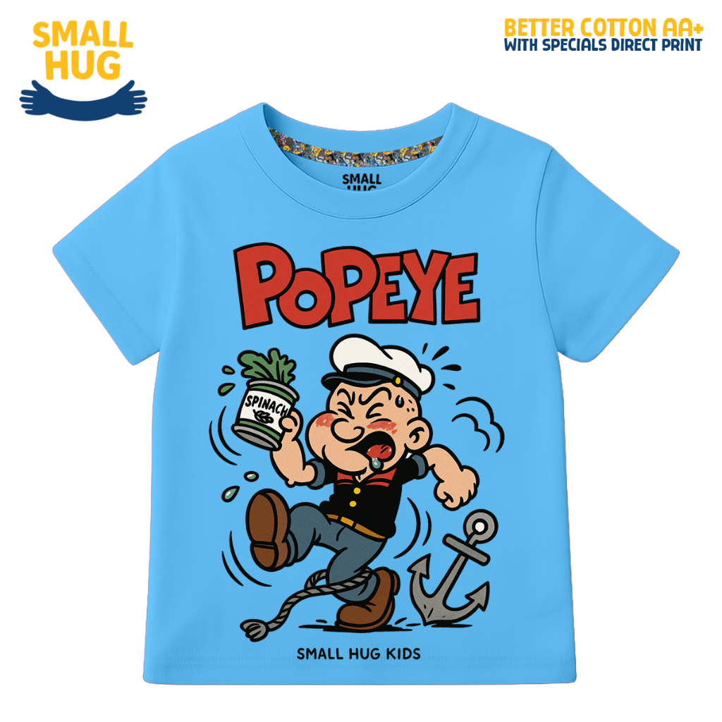 SMALL HUG KIDS - Baju Kaos Atasan Anak Laki Laki Cowok Cartoon POPEYE ANCHOR BIRU MUDA 2-10 Tahun