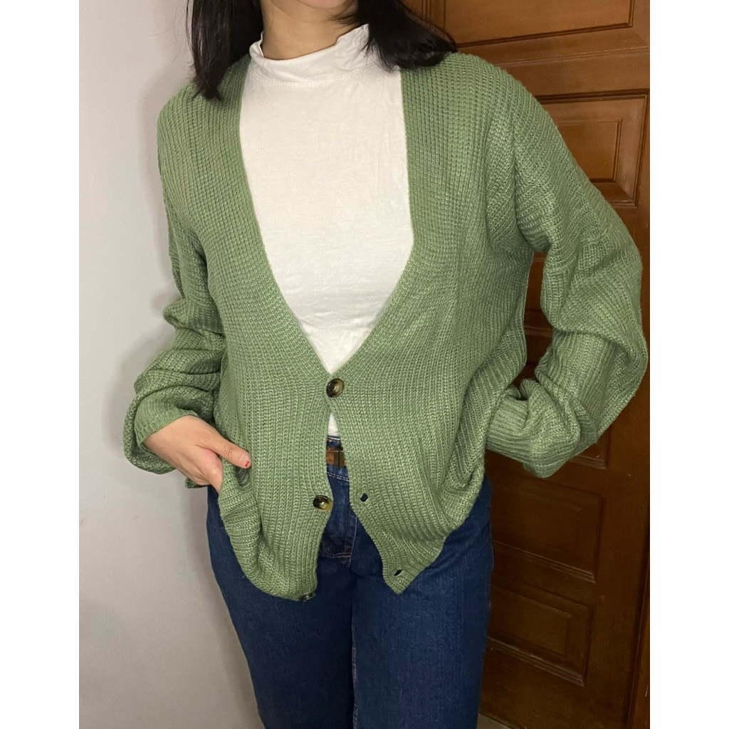 AVOCADO GREEN CARDIGAN