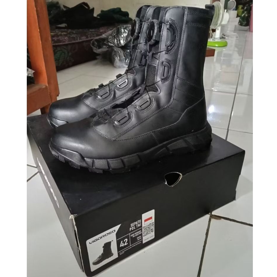 Sepatu PDL Vigoroso Full Kulit Tali Putar Jatah TNI 2023.