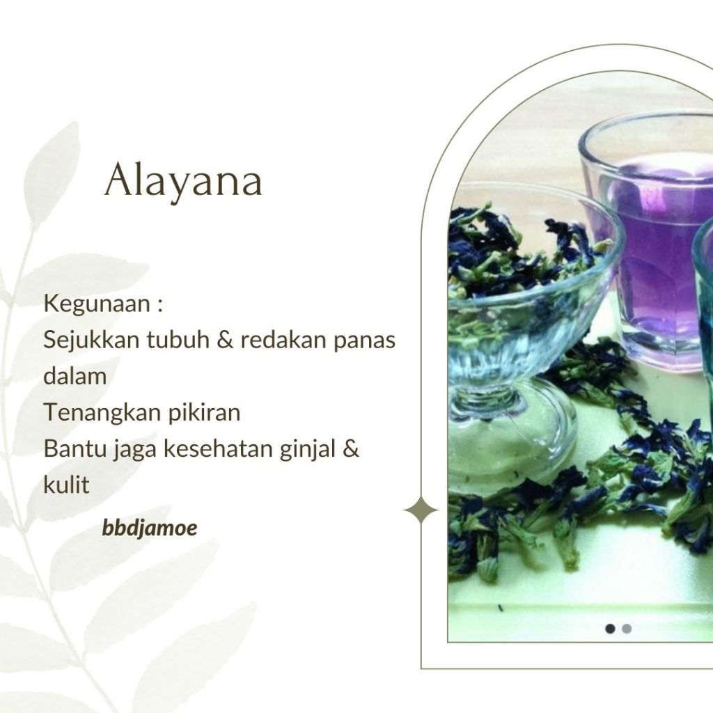 

bbdjamoe | Alayana herbal drink 100% alami bunga telang + alang2 + lemongrass + madu relax, healthy, jamu, tenang, bantu tidur