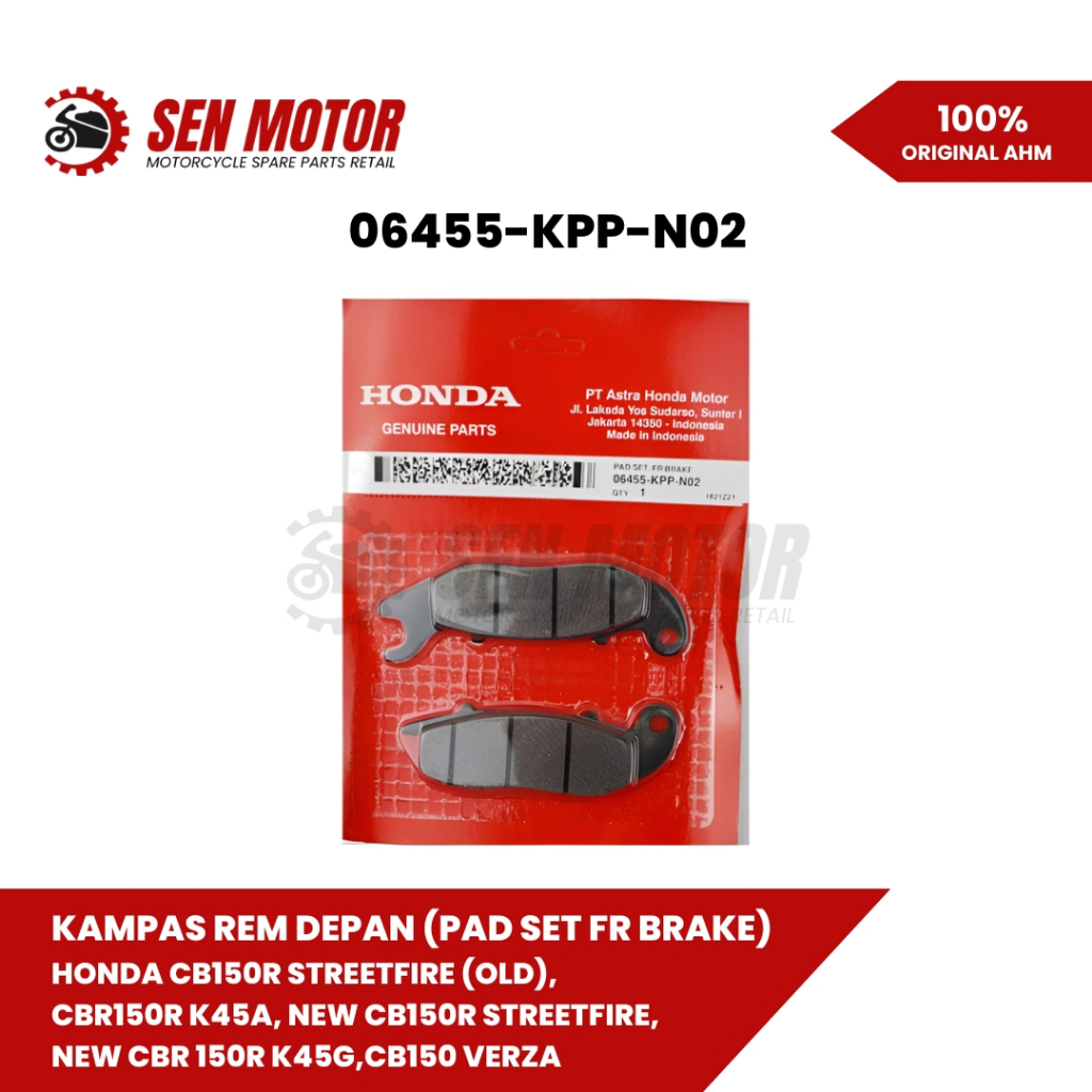 Kampas Rem Depan Honda CB150R / CBR 150R / Verza / CB150X Original AHM – 06455-KPP-N02