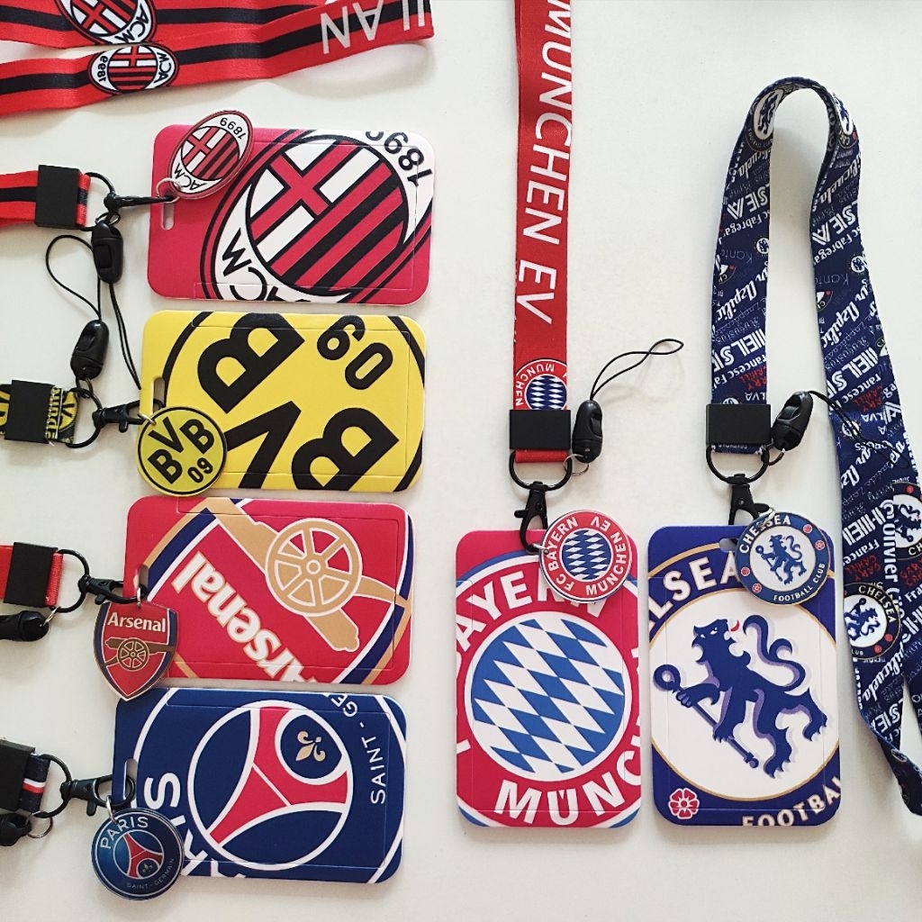 

ID Card Holder Name Tag Lanyard / Kalung Wadah Kartu Identitas Liga Klub Sepak Bola Football Club