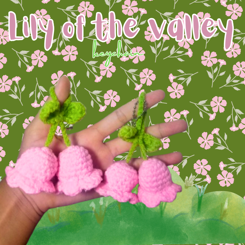 Keychain Lily of the valley crochet/ganci bunga lily of the valley rajut