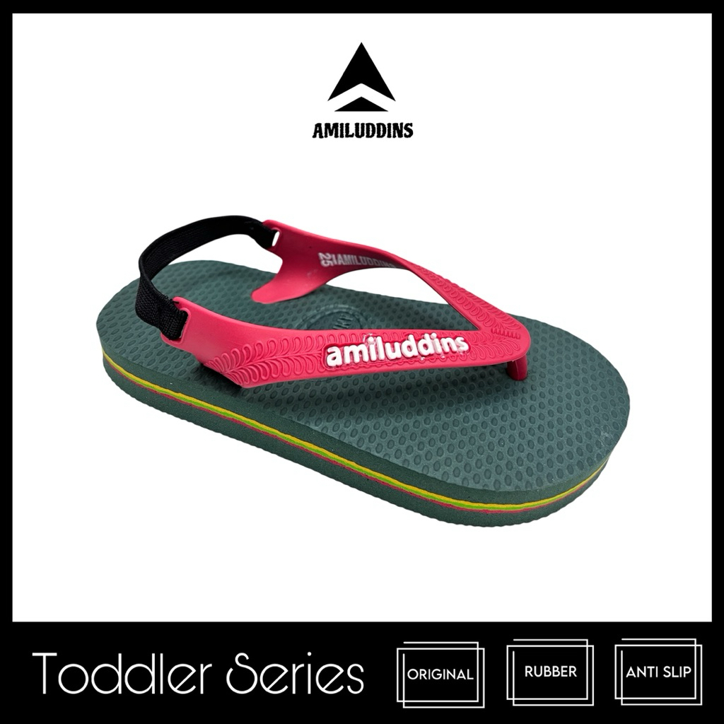 AMILUDDINS Toddler - Sandal Jepit Bayi Karet Emboss Tali Belakang bukan fipper bukan swallow army me