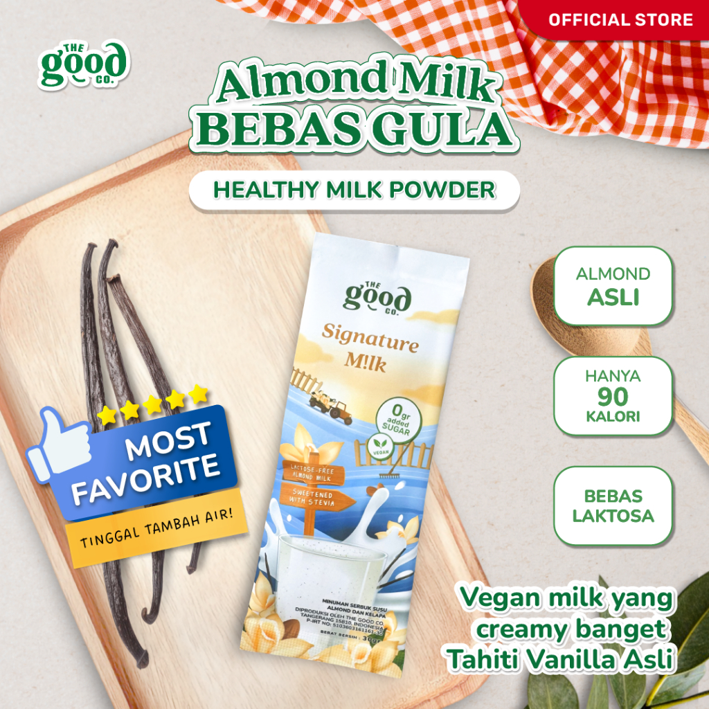 

The Good Co. – Susu Almond ASLI (Nondairy) Vegan – Creamy, 90 Kal, TANPA GULA – Signature Milk – 30g