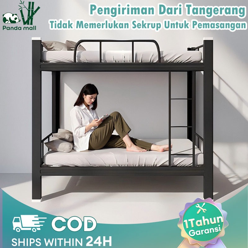 Ranjang Susun Besi 2 Tingkat Ranjang Tingkat Anak Tempat Tidur Asrama Dipan Tempat Tidur Bed Tingkat