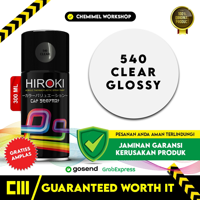 Hiroki Cat Semprot Clear Mengkilap Clear Glossy Pernis Untuk Finishing Mengkilap