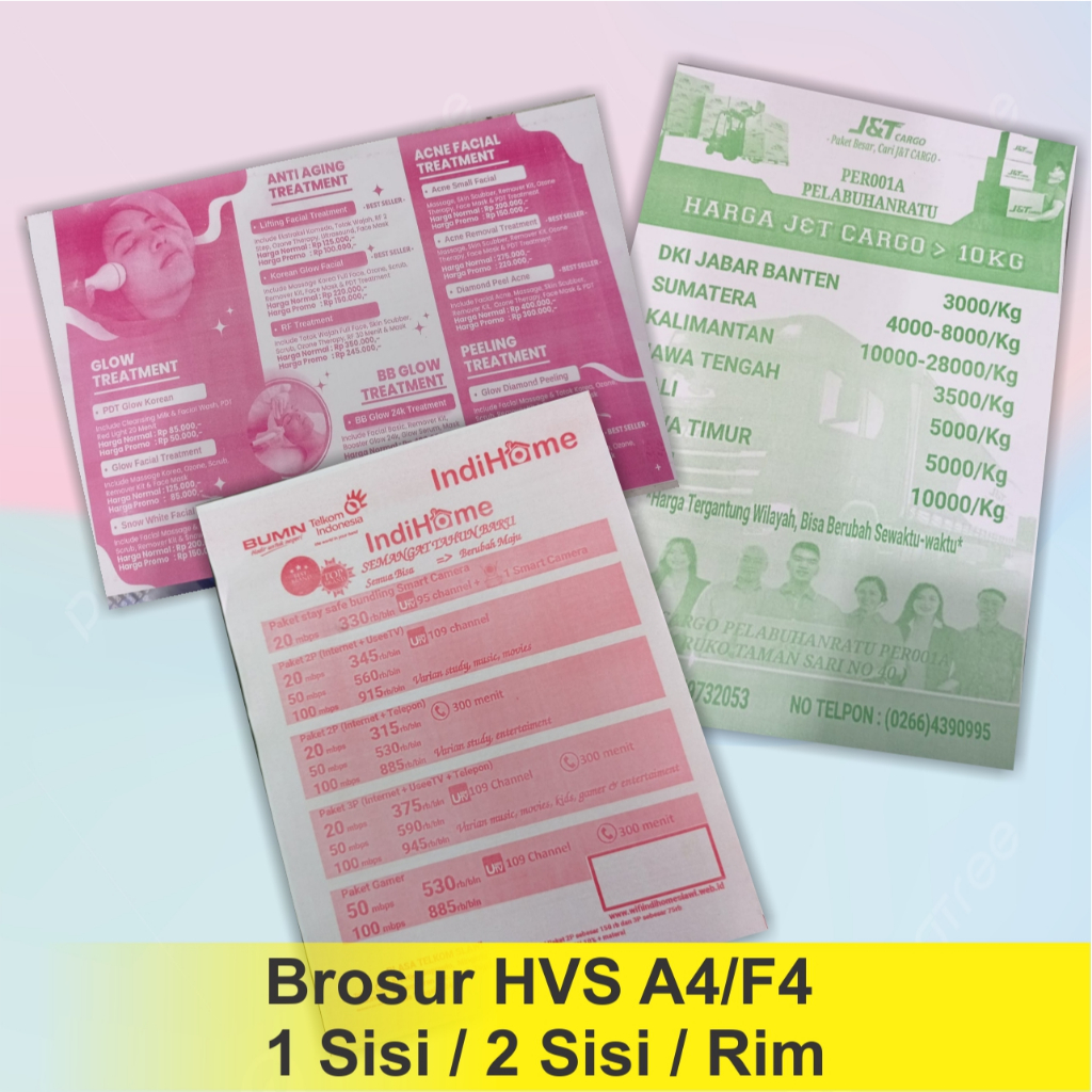 

cetak brosur HVS 1/2 warna A4/F4 per rim 1 muka atau bulak balik