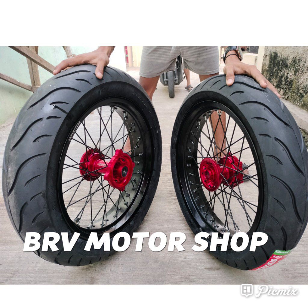 Velg SuperMoto Honda Crf 150L - pelek Sumo Crf Tromol Ori Tapak Lebar 250+300-17