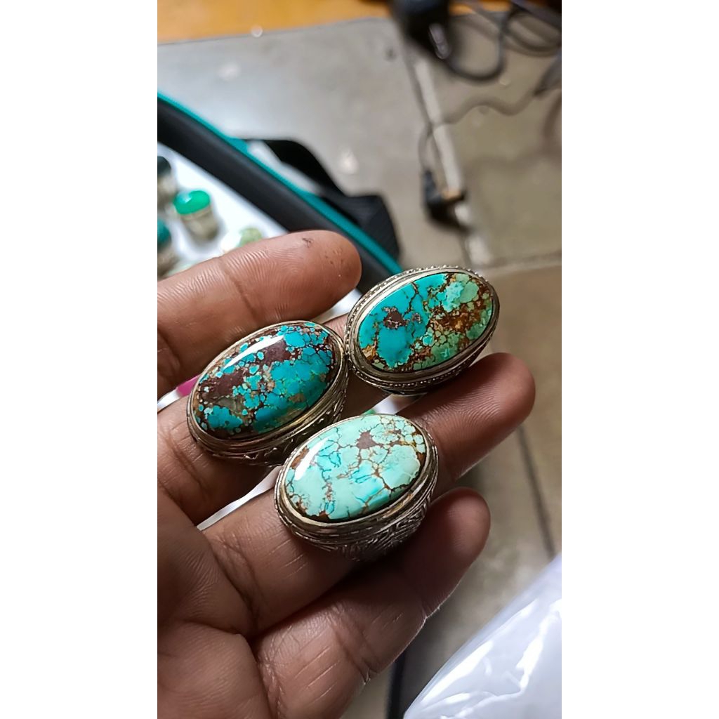 Borongan paket Tiga Cincin batu pirus Persia & hubei