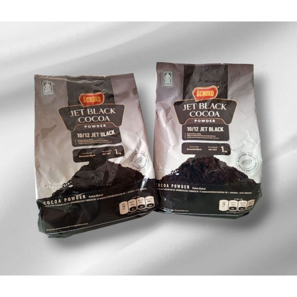

Schoko Cocoa Powder Jet Black 10/12 Bubuk Coklat Brownies Black Kemasan 1 kg