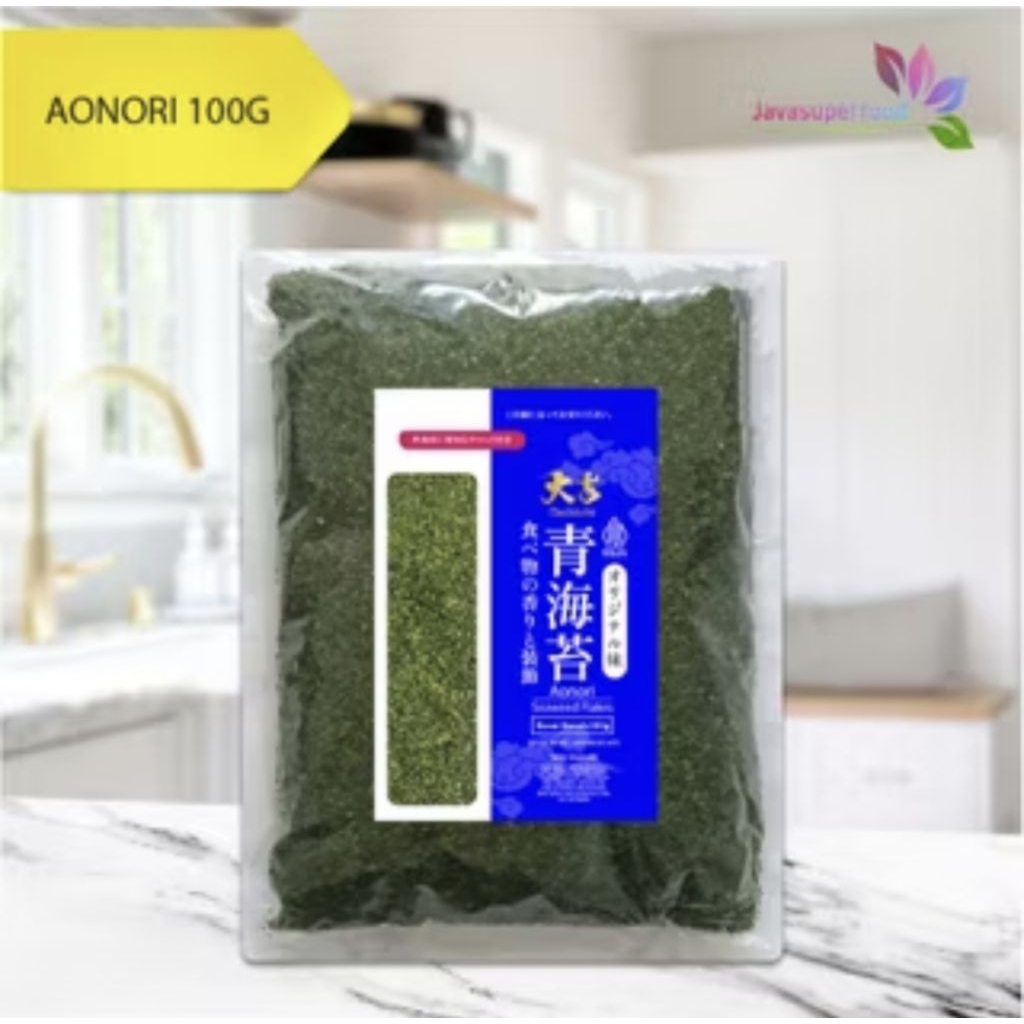 

Aonori Seaweed Flakes - Seaweed Nori Powder - Bubuk Nori - Taburan Takoyaki - 100g - Halal