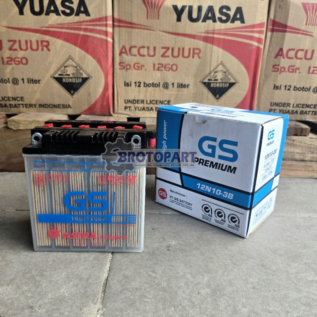 Aki Motor GS ASTRA 12N10-B 12v 10Ah Aki Basah Original GS ASTRA OTOPARTS