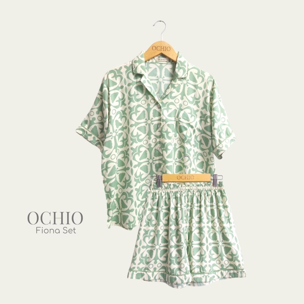 OCHIO - Fiona Set Pajamas/Piyama/Baju Tidur/Sleepwear/One Set Wanita Rayon Ethnic Series/Motif Etnik
