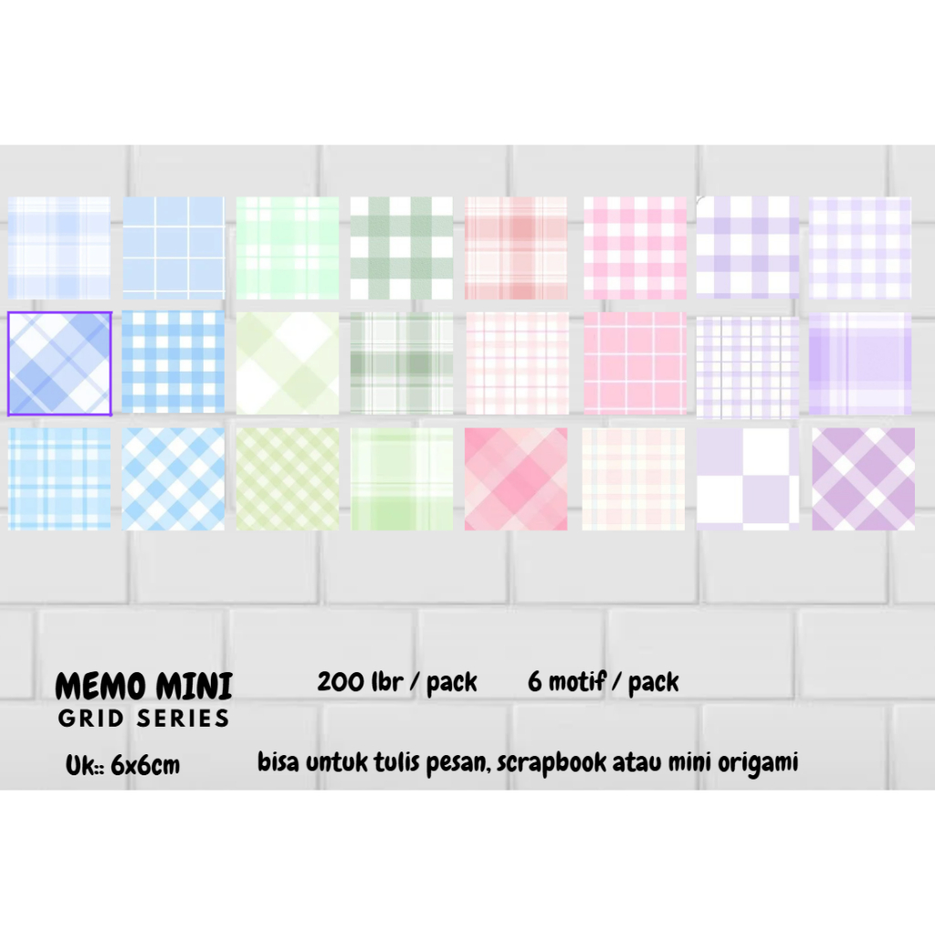 

(200PCS) GRID SERIES CUTE MEMO NOTE PAPER NOTEPAD