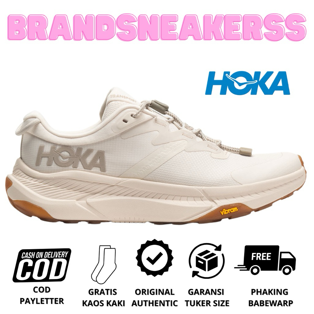 Sepatu Hiking Trailrun Wanita Hoka Original Hoka Transport Waterproof Eggnog