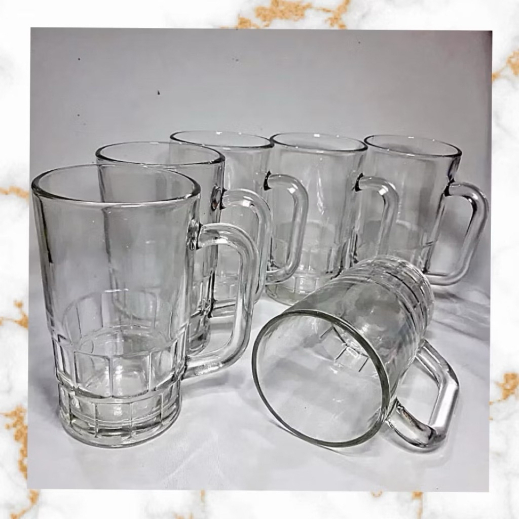 Gelas kaca/ gelas tinggi kaca/gelas polos/gelas gagang/gelas bir/gelas teh gagang