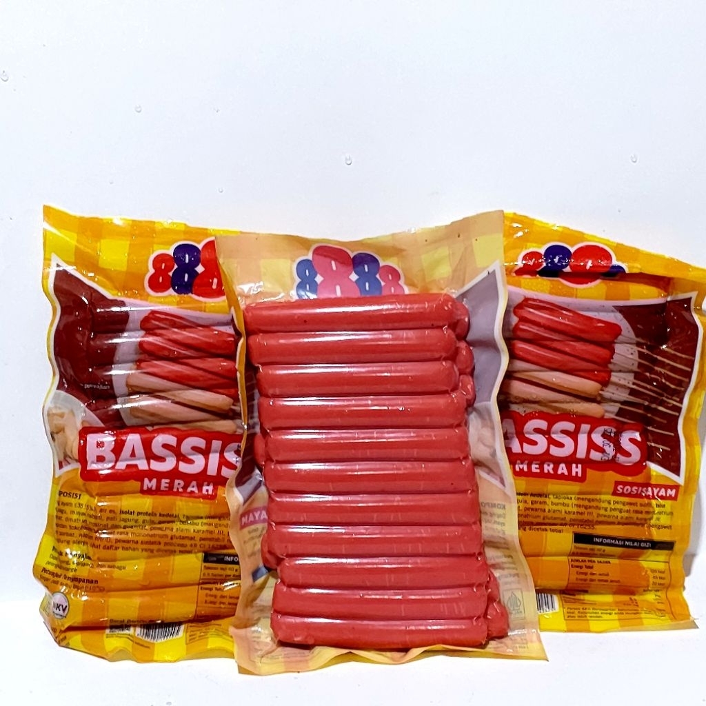 

SOSIS BASSIS MERAH 888 ISI 21 PCS BERAT 400GRAM