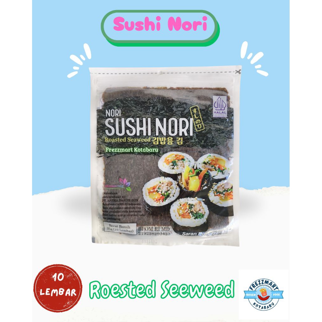 

Sushi Nori 10 Lembar Rumput Laut Kering Kimbab Onigiri Roested Seaweed Lembaran 25 Gr Frezzmart Kotabaru