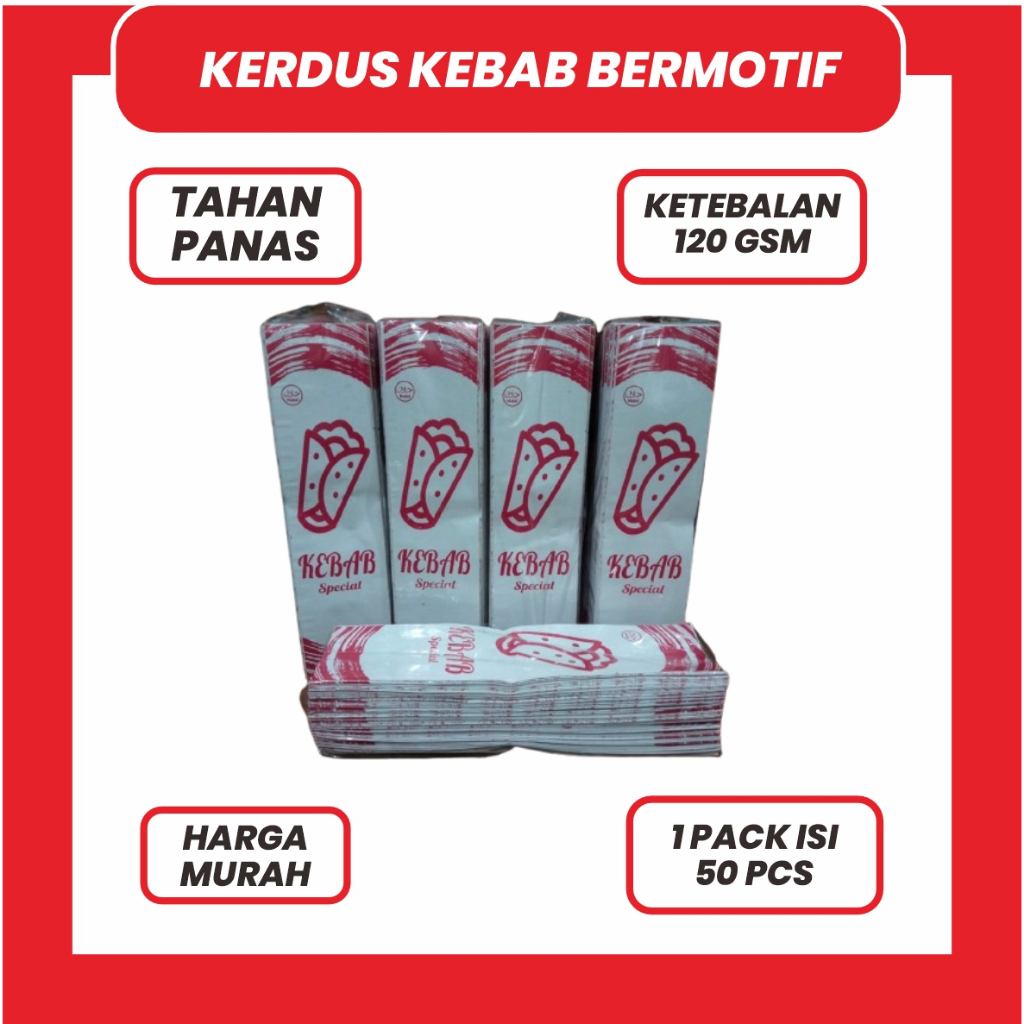 

(50 PCS ) KERDUS KEBAB BERMOTIF - KEMASAN KEBAB MOTIF UNIK - BUNGKUS KEBAB ELEGANT