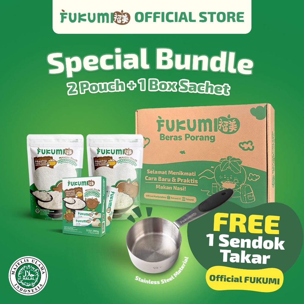 

Hampers Parsel Special Gift Bundle Beras Porang Fukumi - 2 Pouch 1 Box Sachet 1 Sendok Takar