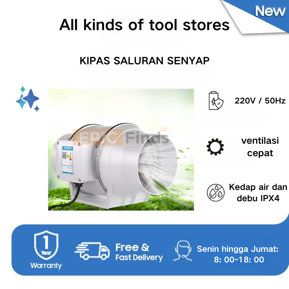 Blower Exhaust Fan Kipas mountable Exhaust Fan tekanan meningkatkan Fan ventilator kamar mandi venti