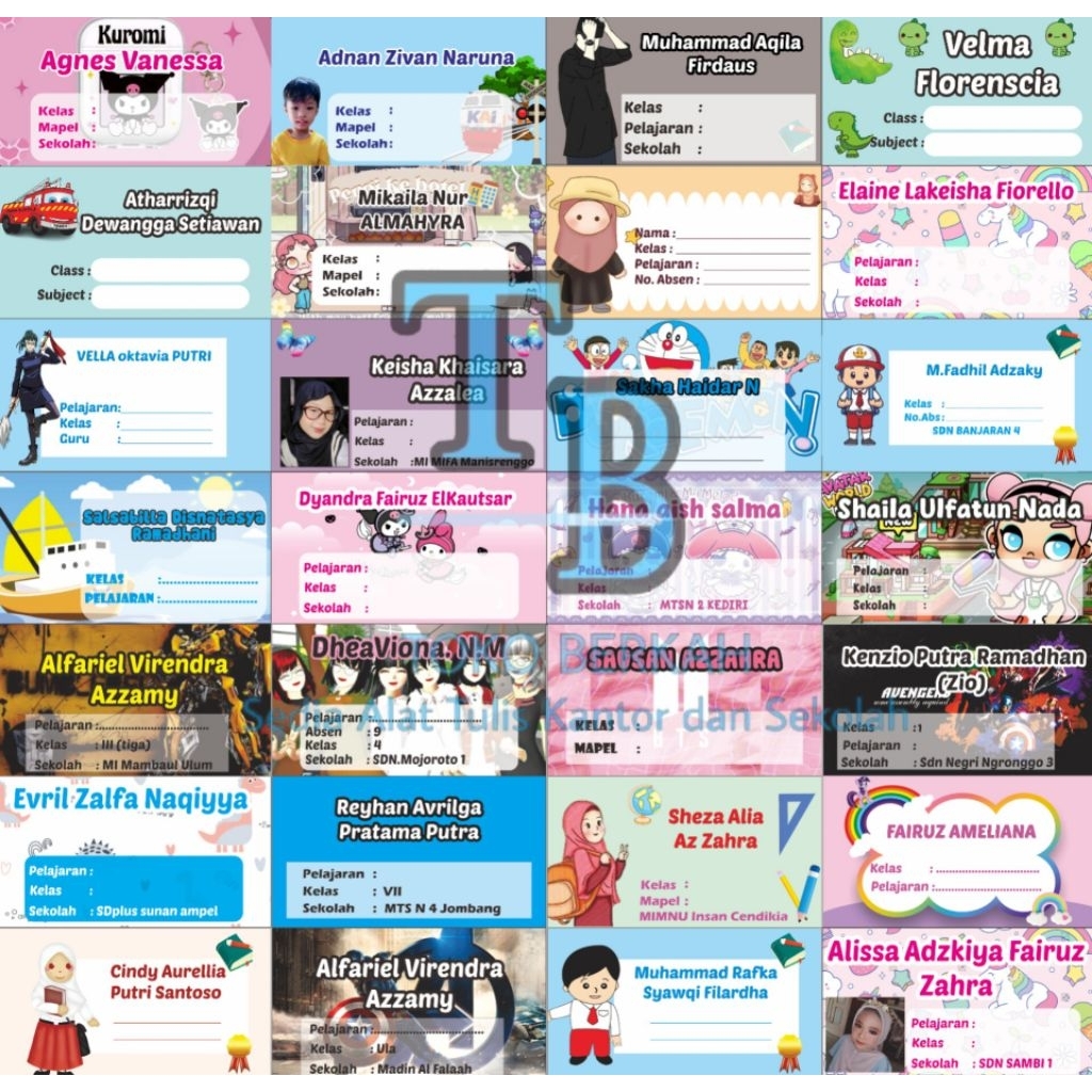 

STIKER NAMA LABEL BUKU PELAJARAN (isi 28 lembar)
