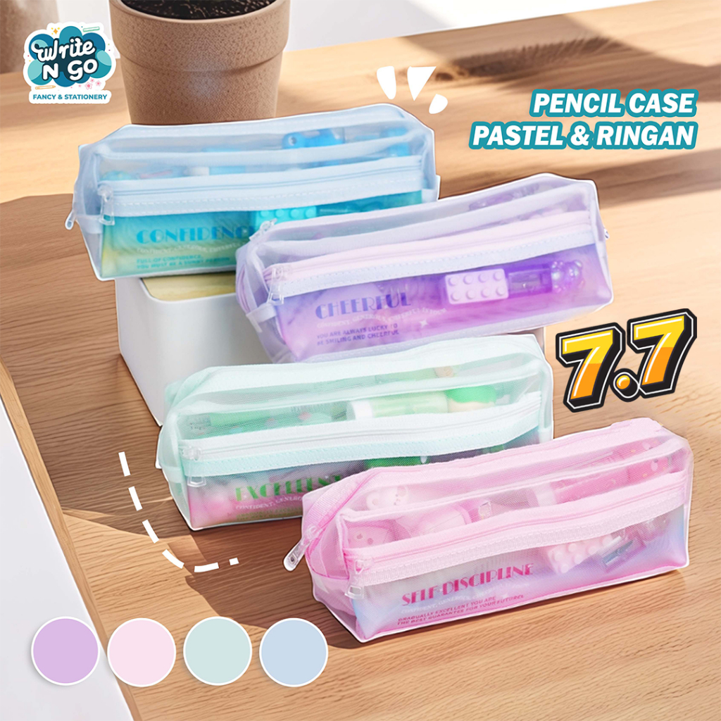 

[BARU] Kotak/Tempat Pensil Alat Tulis Transparan Aesthetic Pastel Muat Banyak Ringan - MW76222