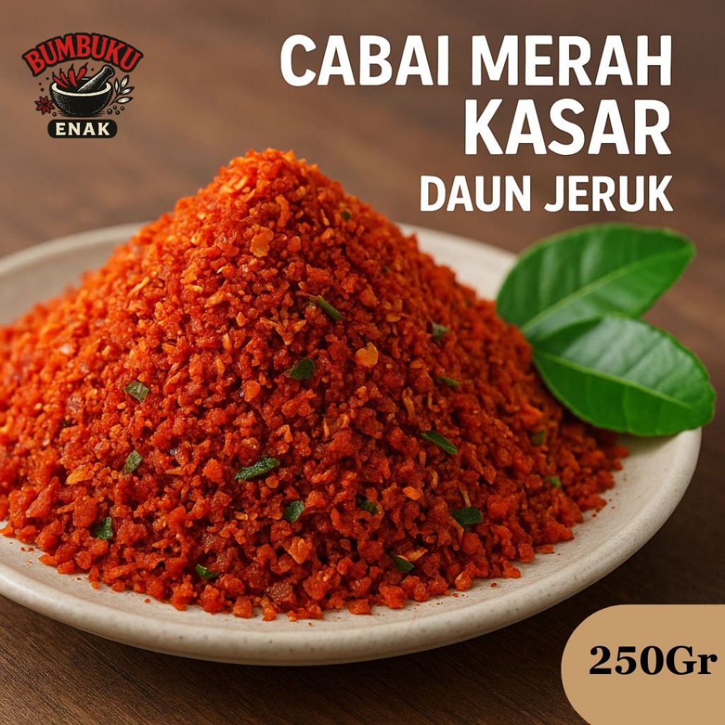 

Bumbu Tabur Cabe Merah Kasar Daun Jeruk Non MSG 250gr – Pedas Alami Segar, Nikmat Sehat Tanpa Tambahan MSG!