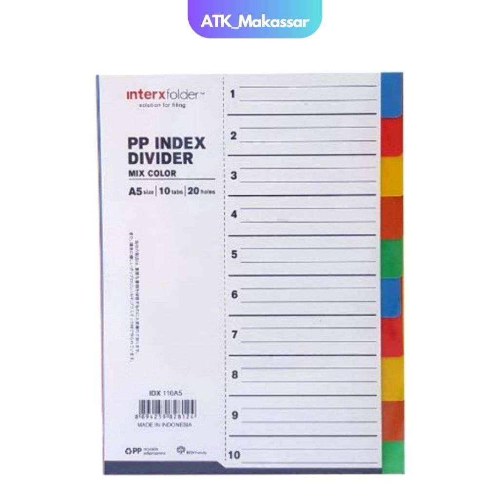 

Pembatas Binder A5 20 RingDivider Pembatas Binder InterX Rainbow Warna Warni